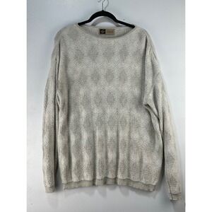 Vic Taylor Casual Classics Mens Diamond Textured Knit Sweater Beige Cream L